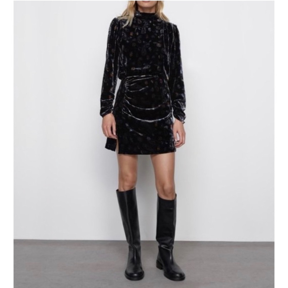 Zara Velvet Paisley Dress
